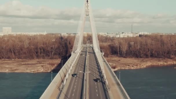Vista aérea da ponte por cabo — Vídeo de Stock