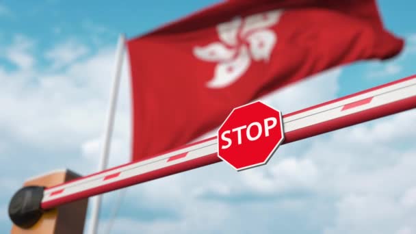 Bayrak arka planında patlama kapısı açın. Hong Kong 'a ücretsiz giriş ya da yasağı kaldırmak — Stok video