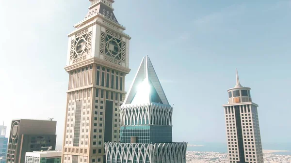 DUBAI, EMIRATI ARABI UNITI - 30 DICEMBRE 2019. Veduta aerea del grattacielo residenziale The Tower all'interno del paesaggio urbano — Foto Stock