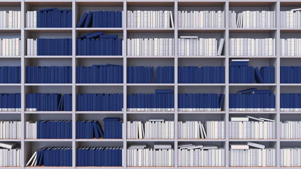 Muchas espinas de los libros forman la bandera finlandesa. Literatura, cultura o ciencia en Finlandia. Renderizado 3D —  Fotos de Stock