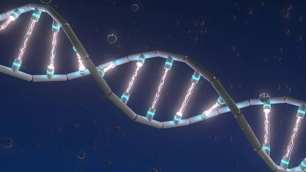 Mesterséges digitális DNS helix modell, művészi 3D renderelés — Stock Fotó