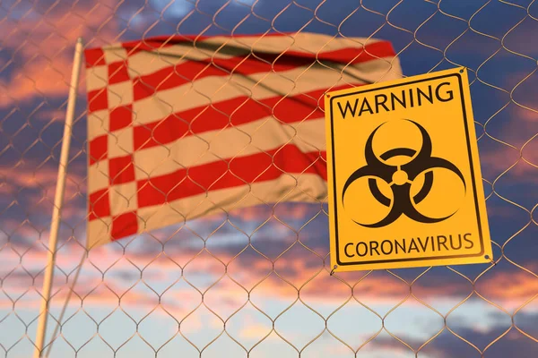 Biohazard Coronavirus Zeichen gegen die Flagge des Bundeslandes Bremen. Quarantäne bezogene 3D-Darstellung — Stockfoto