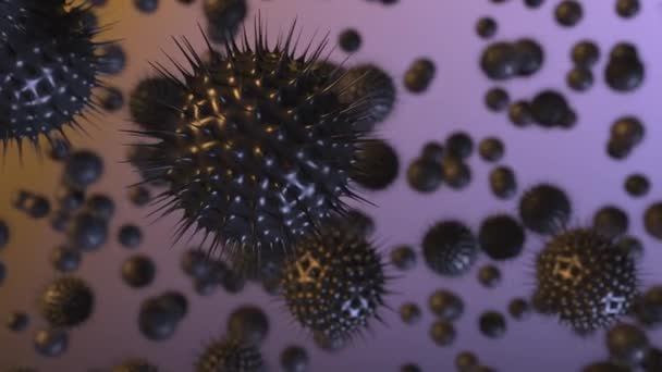 Veel abstracte zwarte virussen, lussen 3d animatie — Stockvideo