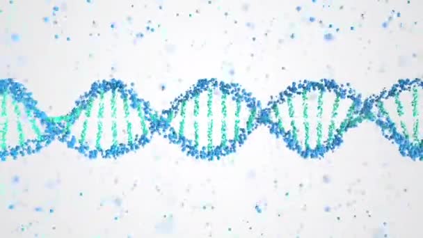 Molécula de DNA e partículas, animação 3D loopable — Vídeo de Stock