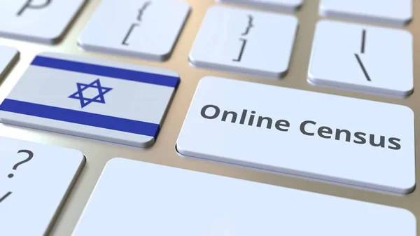Online Spis treści i flaga Izraela na klawiaturze. Pojęcie renderowania 3d — Zdjęcie stockowe