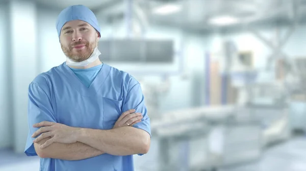 Egy magabiztos sebész portréja a műtőben. — Stock Fotó