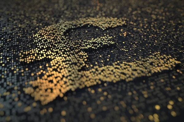 黄金の数字バーは、黒の背景にGBPポンドスターリングシンボルを構成します。3Dレンダリング — ストック写真