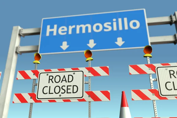 Barriere al semaforo di Hermosillo. Blocco in Messico rendering 3D concettuale — Foto Stock