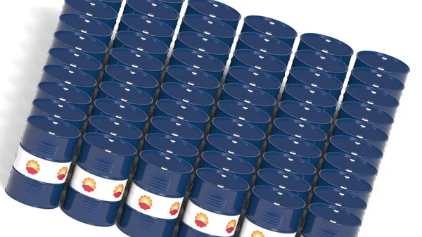 Tambores o barriles industriales con logotipo de PetroChina. Representación Editorial 3D — Foto de Stock