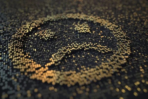 Altın sayılar mutsuz gülen yüz sembolü oluşturur. 3B görüntüleme — Stok fotoğraf