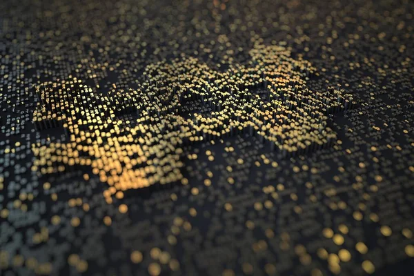 金数棒は黒を背景にウォン記号を構成する。3Dレンダリング — ストック写真