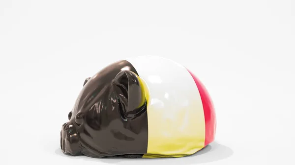 用印有比利时国旗的充气储蓄罐去壳。比利时金融危机相关概念3D渲染 — 图库照片