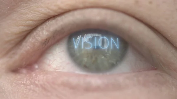 Gloeiend VISION woord op het oog — Stockfoto