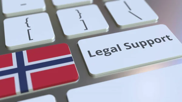 Legal Support text and flag of Norway on the computer keyboard. Online legal service related 3D rendering — Stock Photo, Image