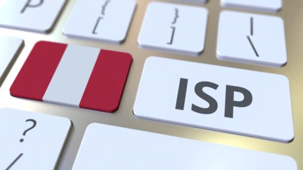 ISP或Internet Service Provider text and flag of Peru on the computer keyboard.与3D动画有关的国家网络接入服务 — 图库视频影像