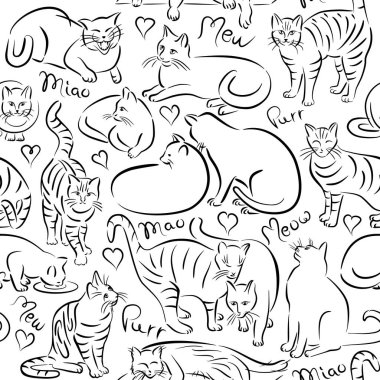 Brushstroke Cats Pattern