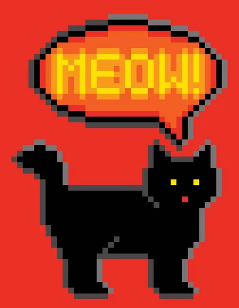 Gato de 8 bits Meowing — Vector de stock