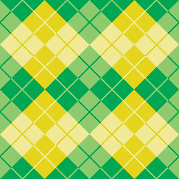 Argyle Design in Green and Yellow — Stock Vector