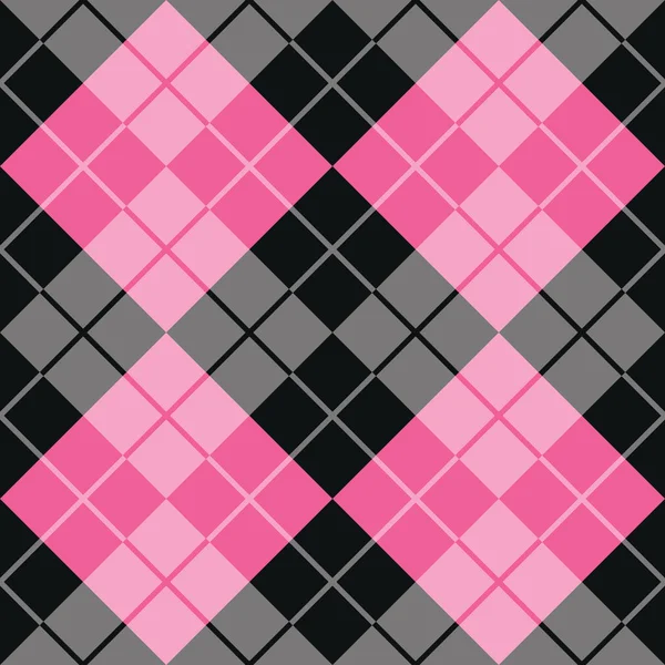 Argyle in schwarz und rosa — Stockvektor