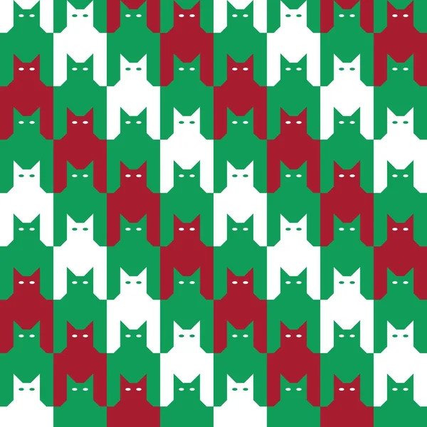Cats HoundsTooth Christmas Pattern — Stock Vector