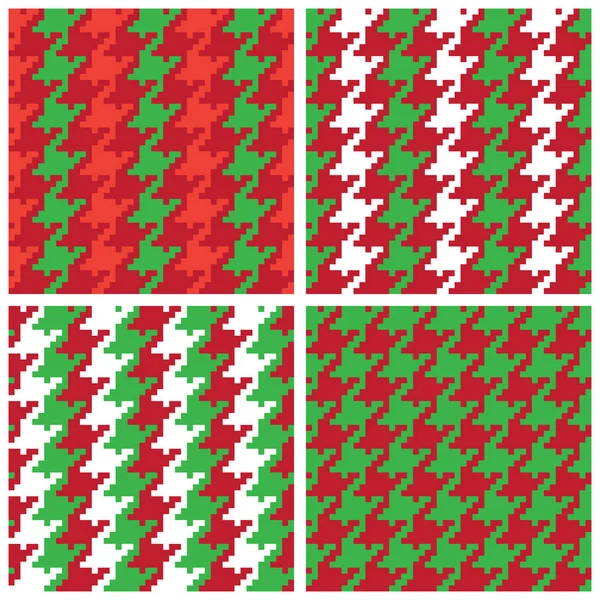 Christmas Pixel Hounds Tooth Patterns — Stock Vector