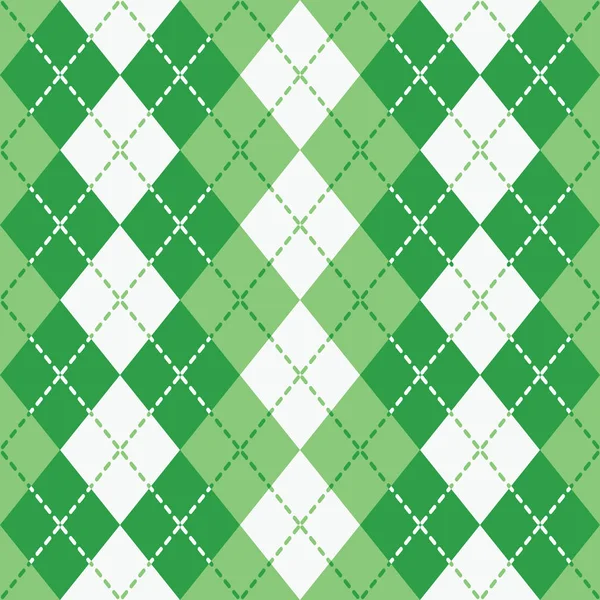 Dashed Argyle en verde y blanco — Vector de stock