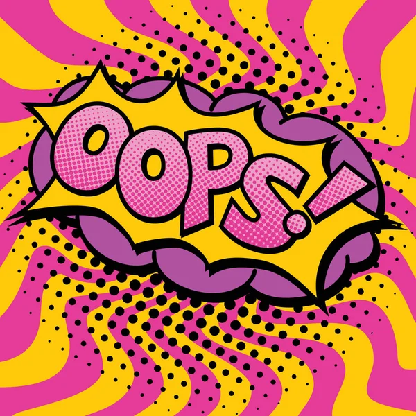 Pop-artu Oops! Wzór tekstu — Wektor stockowy