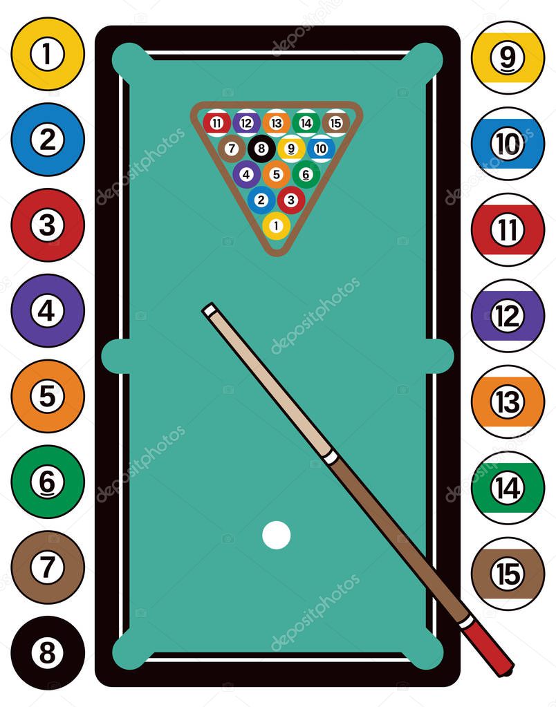 Illustration Of A Pool Table With Billiard Balls