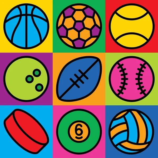 Iconos de pelota deportiva — Vector de stock
