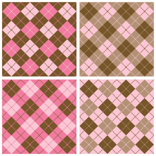 Plaid-Argyle Patterns in Pink and Brown