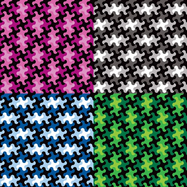 Puzzle Piece Patterns in Four Colorways Royalty Free Stock Vectors