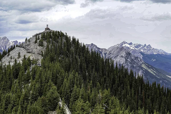 Parque Nacional Banff en Canadá visto desde la montaña de azufre — Foto de Stock