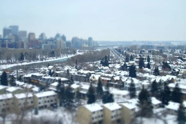 Κλίση θέα μετατόπιση του κέντρου της Calgary το χειμώνα — Φωτογραφία Αρχείου