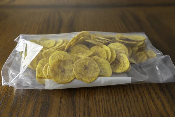 Nigerian Plantain Chips kept fresh in plastic bag — Stock Photo, Image