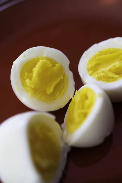 Hard Boiled Eggs sliced in 2 with Pepper and Salt