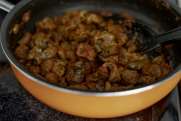 Nigeriaanse gekruide kip Gizzard in peper saus — Stockfoto
