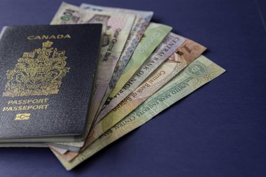 Çeşitli para birimleriyle Kanada pasaportu