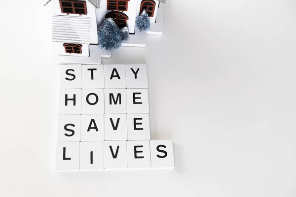 Stay at home for Self isolation during Covid 19 Pandemic with Letter Tiles - Health concept — Stock Photo, Image