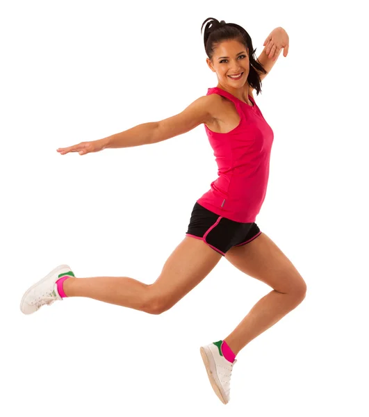 Donna attiva che fa aerobica per un allenamento cardio danza — Foto Stock