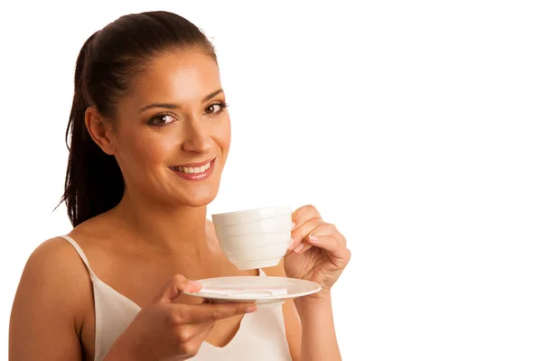 Elegant young woman with a cup of coffee — Stock Photo, Image