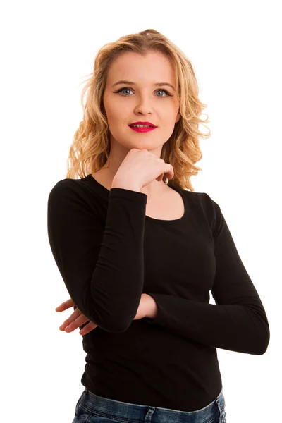 Porträt einer schönen Teenager-Mädchen über isolierten weißen Backgro — Stockfoto