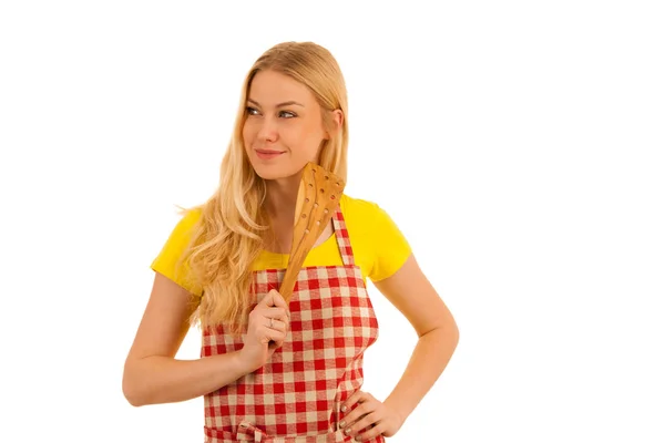 Young woman cook isolated over white background — Stock Photo, Image