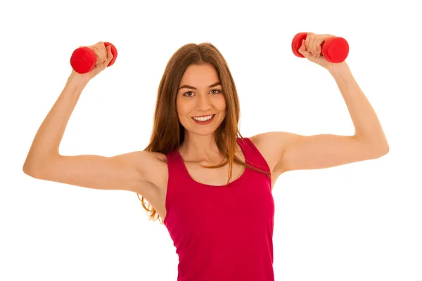 Attractive sporty woman studio portrait of active fit fitness gi — Stock Photo, Image