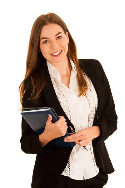 Attractive beautiful busienss woman with notebook and folder iso Stock Image