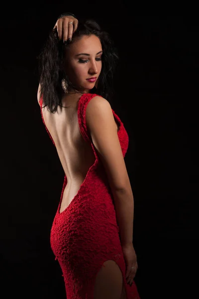 Mulher bonita dançarina flamenco estúdio de fotografia — Fotografia de Stock
