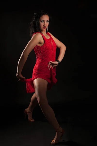 Mulher bonita dançarina flamenco estúdio de fotografia — Fotografia de Stock