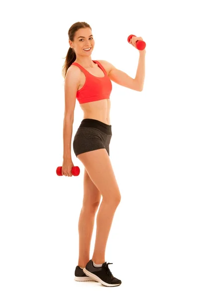 Atractivo retrato de estudio de mujer deportiva de fitness gi en forma activa — Foto de Stock