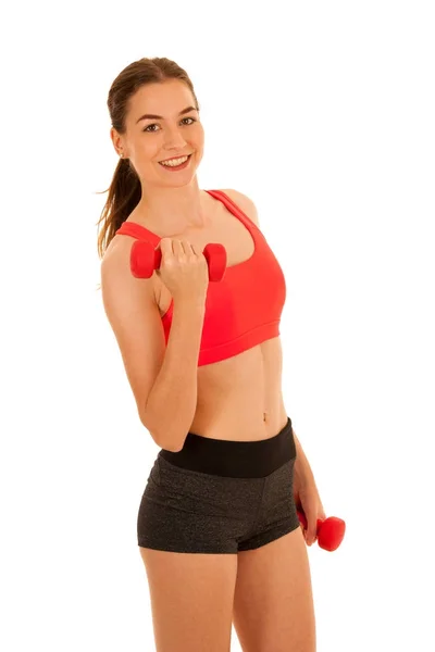 Attractive sporty woman studio portrait of active fit fitness gi — Stock Photo, Image