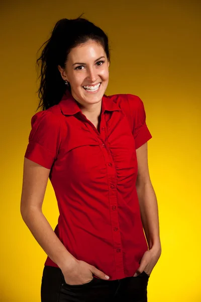 Portrait Beautiful Young Hispanic Woman Drak Brown Curly Hair — Stock Photo, Image