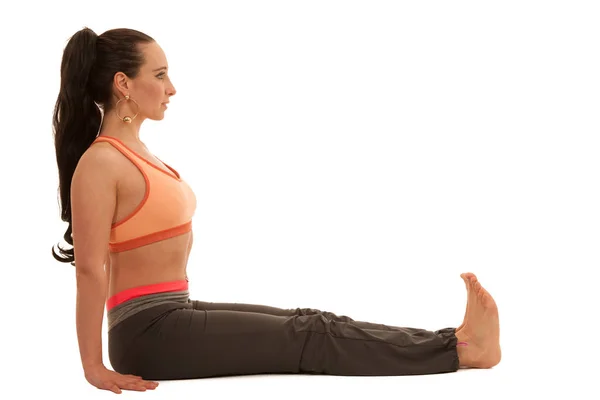 Yoga Pratik Siyah Saçlı Güzel Genç Kadın Egzersiz Yoga — Stok fotoğraf